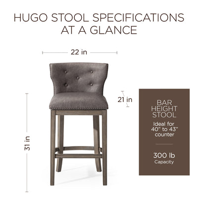 Maven Lane Bar Stool in Reclaimed Oak Finish w/Ronan Stone Vegan Leather (Used)