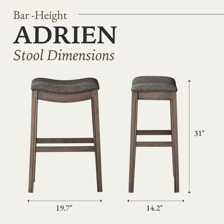 Maven Lane Adrien Barstool Reclaimed Oak/Stone Vegan Leather, Set of 2(Open Box)
