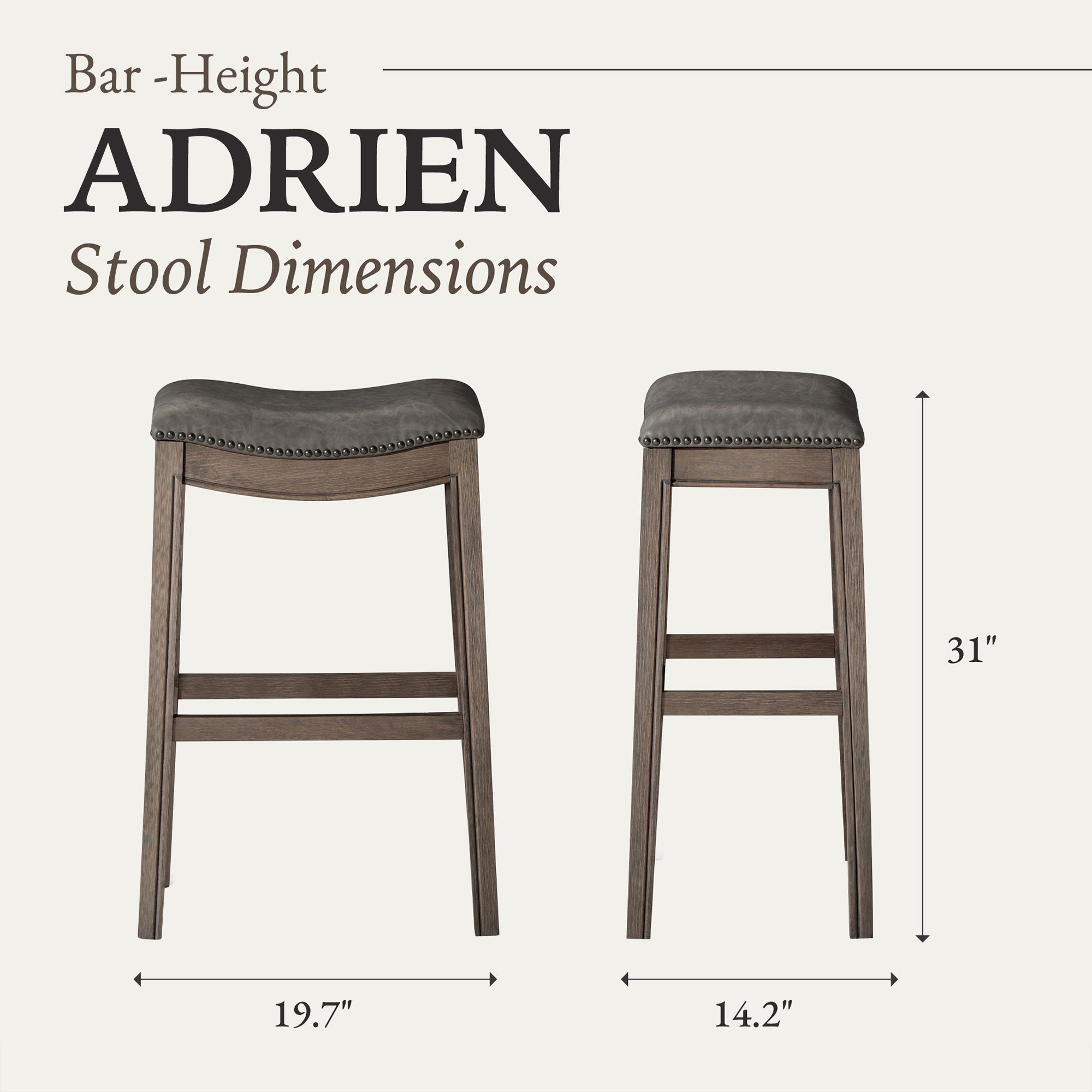Maven Lane Adrien Barstool Reclaimed Oak/Stone Vegan Leather, Set of 4(Open Box) - VMInnovations