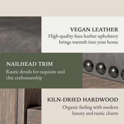 Maven Lane Adrien Barstool Reclaimed Oak/Stone Vegan Leather, Set of 4(Open Box) - VMInnovations