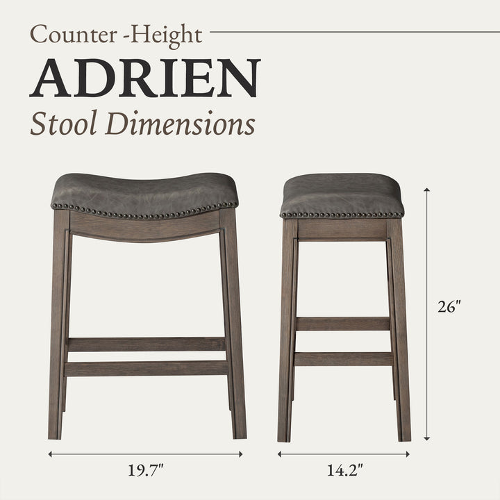 Maven Lane Adrien Stool in Reclaimed Oak Finish w/Stone Vegan Leather (Used) - VMInnovations