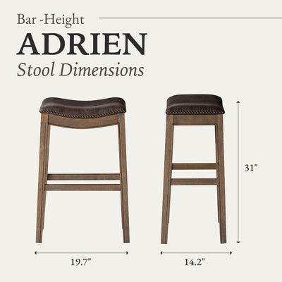 Maven Lane Adrien Barstool, Walnut w/ Marksman Vegan Leather, Set of 4(Open Box)