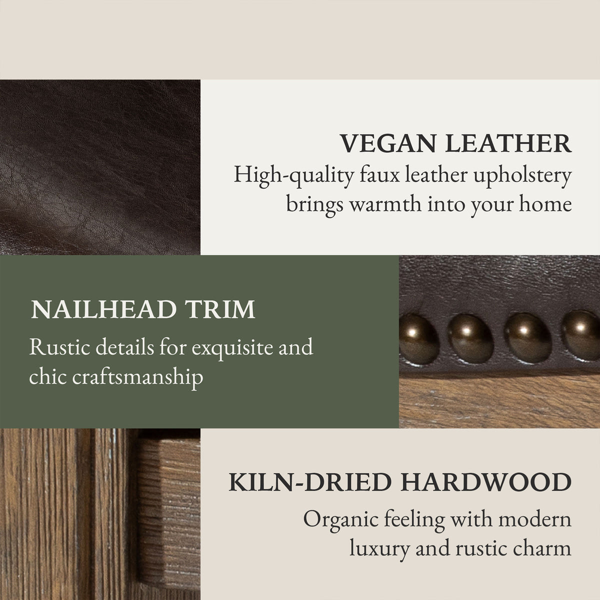 Maven Lane Adrien Barstool, Walnut w/ Marksman Vegan Leather, Set of 4(Open Box)