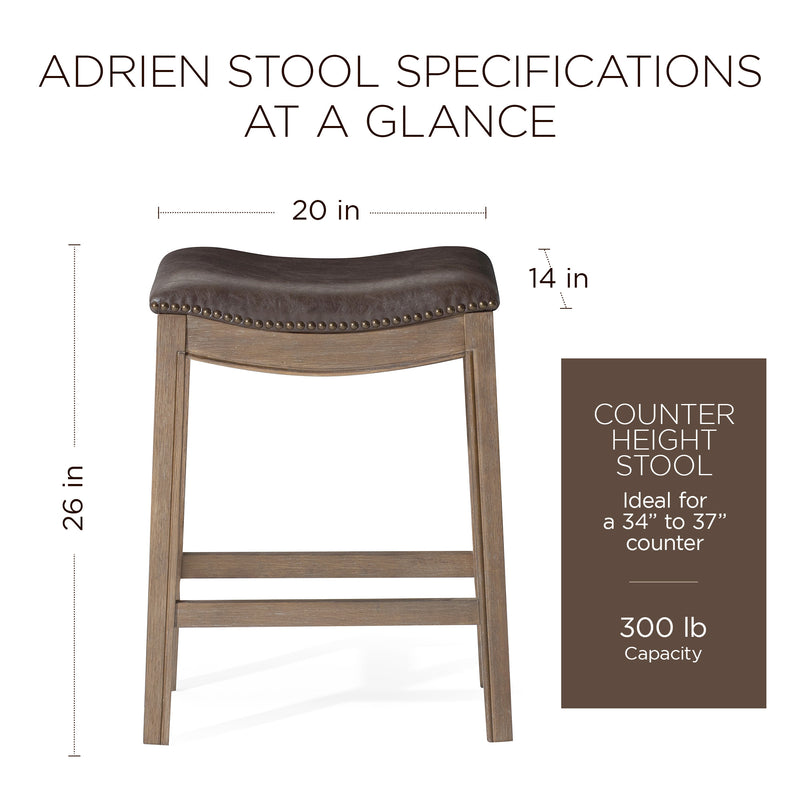 Maven Lane Adrien Saddle Counter Stool in Walnut Finish w/ Marksman Saddle Vegan Leather
