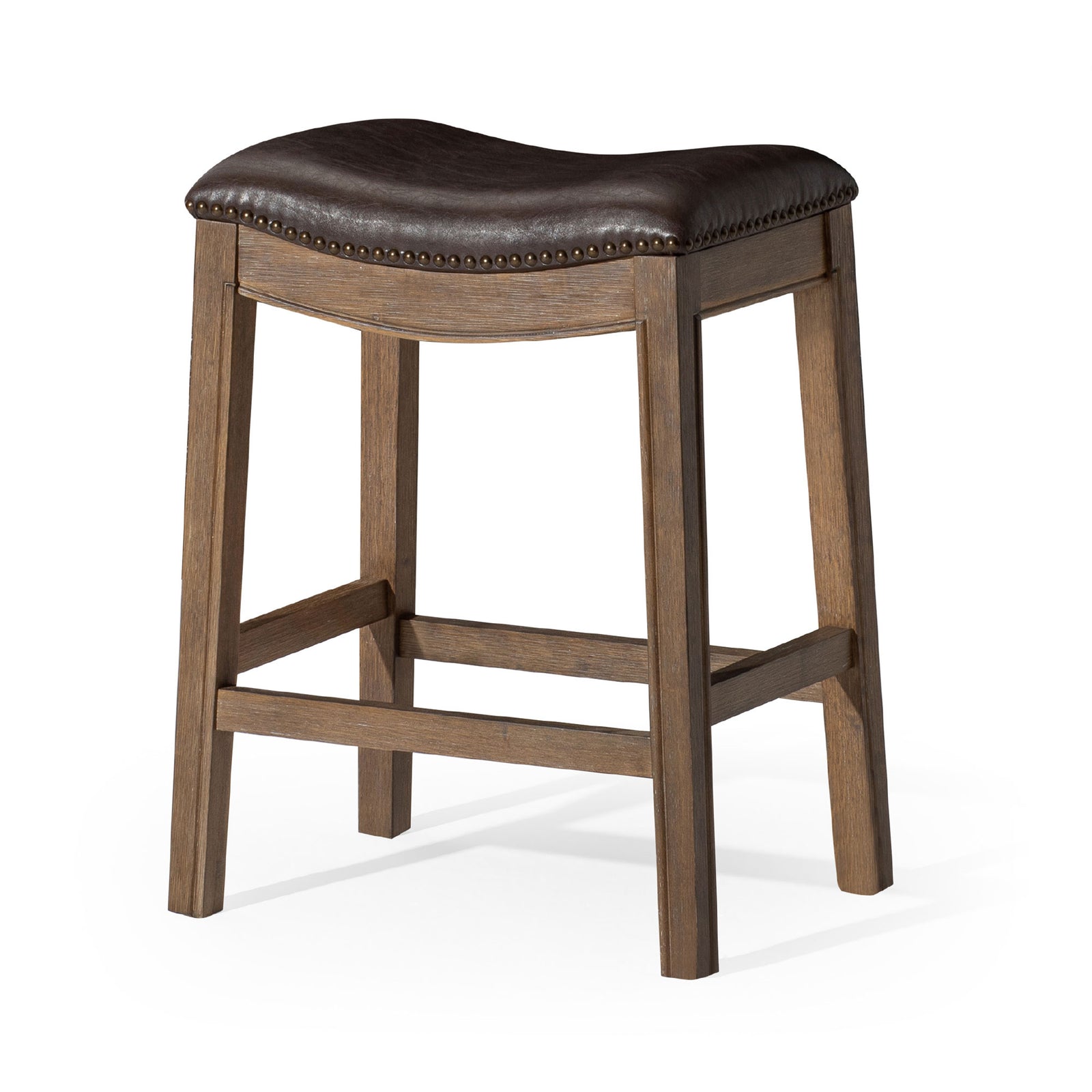 Maven Lane Adrien Stool in Walnut Finish w/Marksman Vegan Leather (Open Box) - VMInnovations