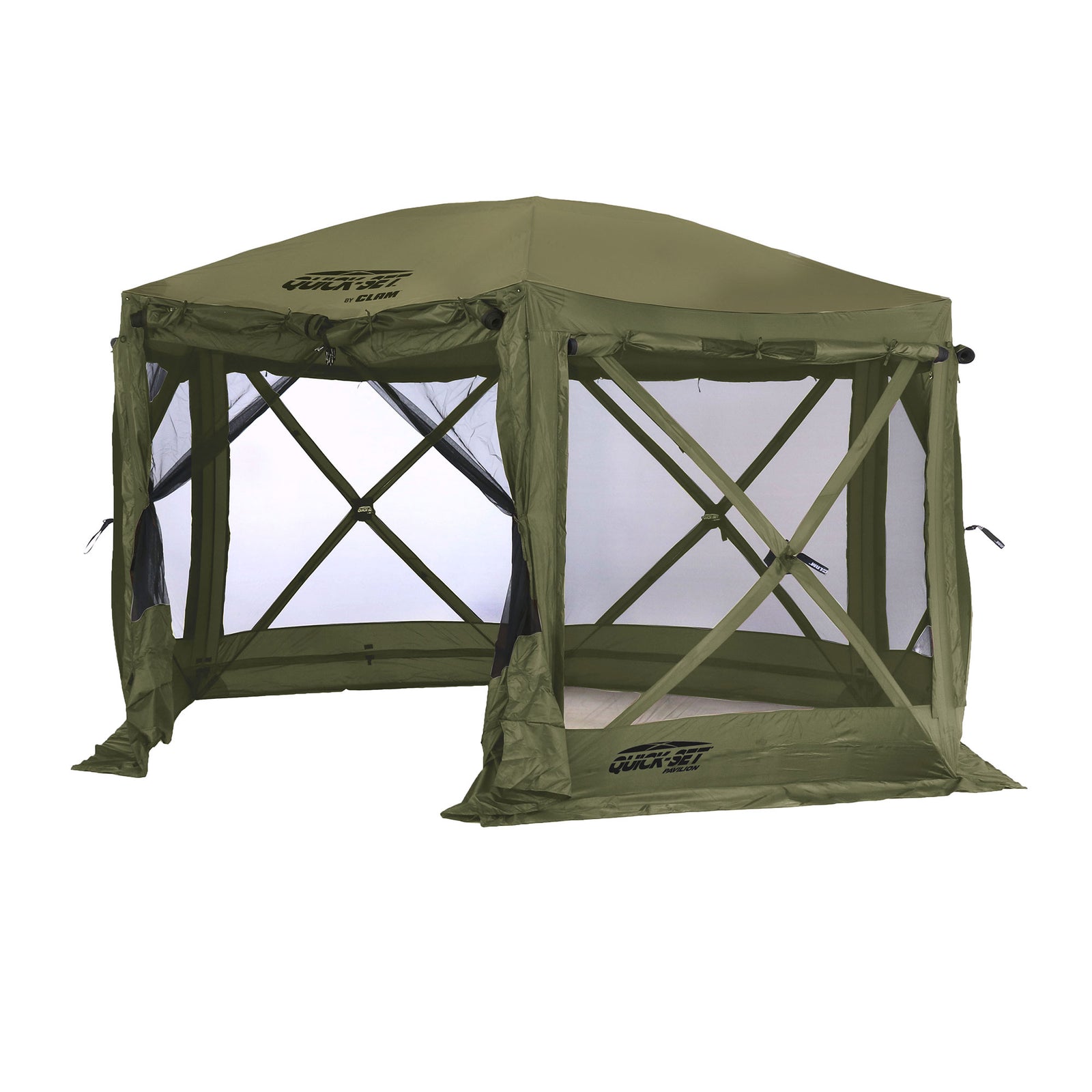 Clam Quick-Set Pavilion 12.5 x 12.5 Foot Portable Canopy Shelter, Green (Used) - VMInnovations