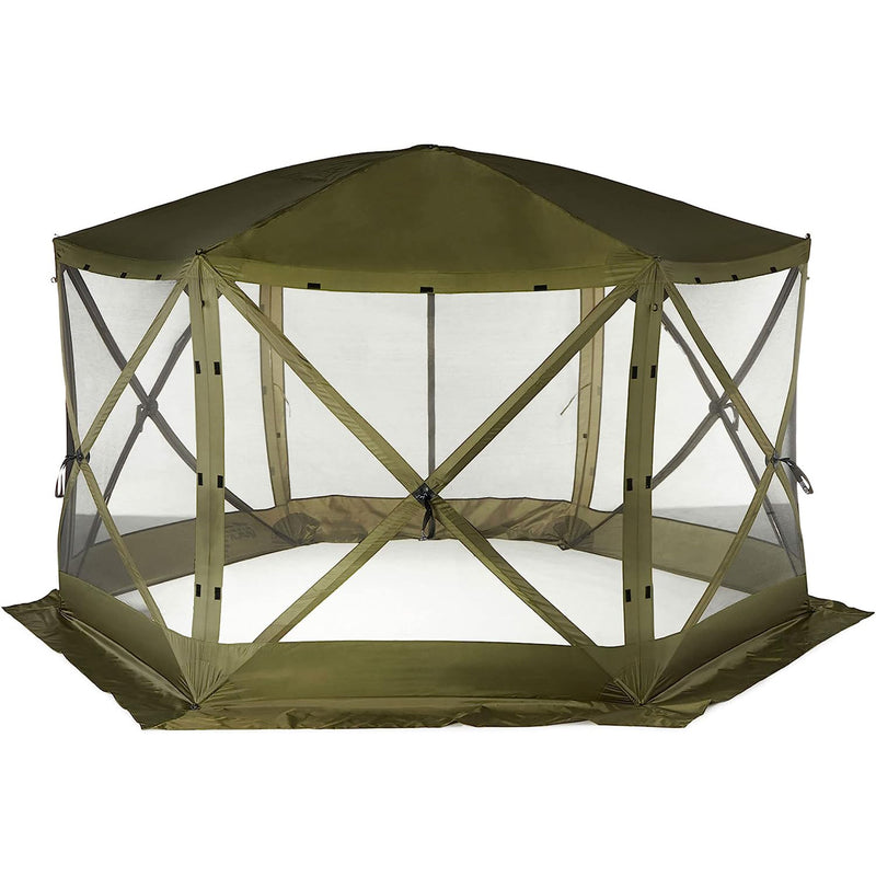 Clam Quick-Set Pavilion 12.5 x 12.5 Foot Portable Outdoor Canopy Shelter, Green