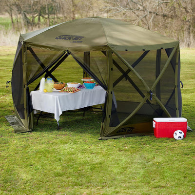 Clam Quick-Set Pavilion 12.5 x 12.5 Foot Portable Outdoor Canopy Shelter, Green