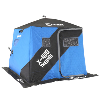 CLAM X-400 Portable 8' 4 Person PopUp Ice Fishing Thermal Hub Shelter Tent(Used)