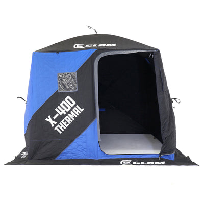 CLAM X-400 Portable 8' 4 Person PopUp Ice Fishing Thermal Hub Shelter Tent(Used)