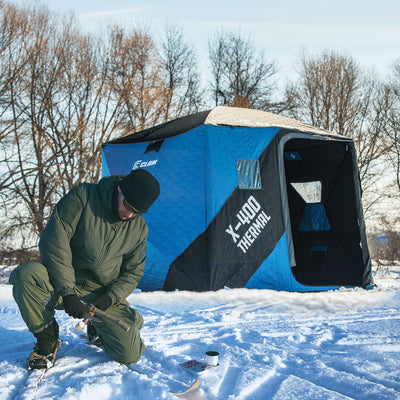 CLAM Portable 8 Ft 4 Person Pop Up Ice Fishing Thermal Shelter Tent (Open Box) - VMInnovations