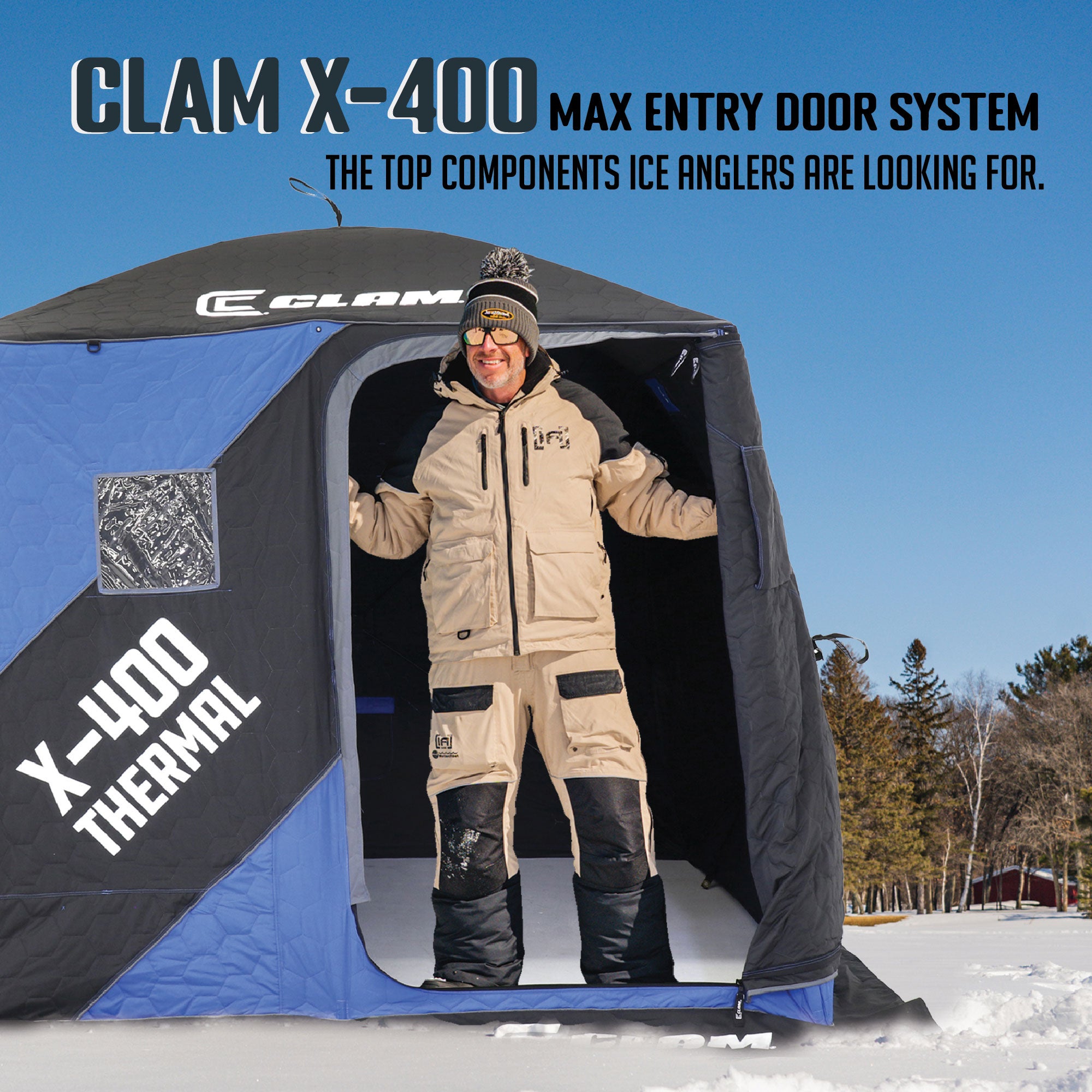 CLAM Portable 8 Ft 4 Person Pop Up Ice Fishing Thermal Shelter Tent (Open Box)