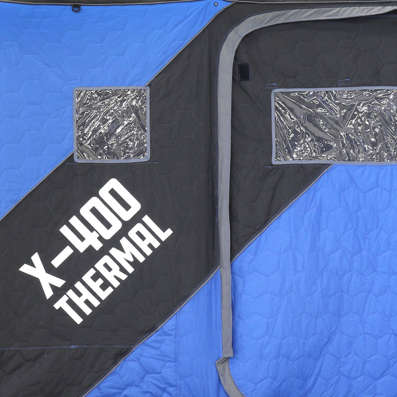 CLAM X-400 Portable 8 Ft 4 Person Pop Up Ice Fishing Thermal Hub Shelter Tent