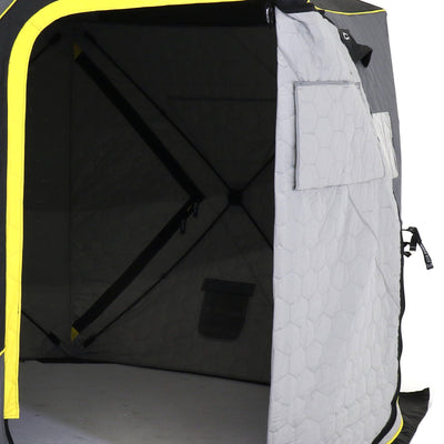 CLAM Jason Mitchell X5000 Portable 9 Ft 6 Person Ice Fishing Thermal Hub Shelter - VMInnovations
