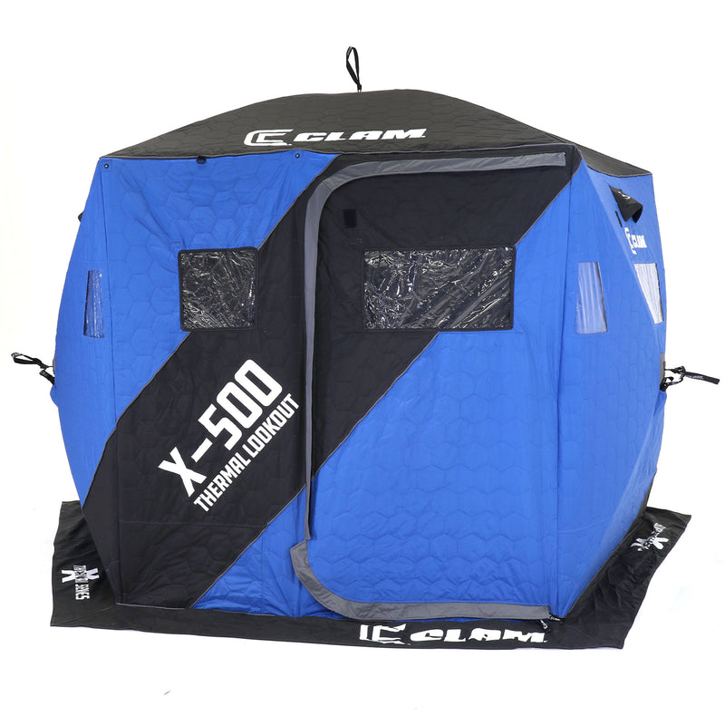 CLAM X-500 Portable 9 Ft 5 Person Lookout Ice Fishing Thermal Hub Shelter Tent