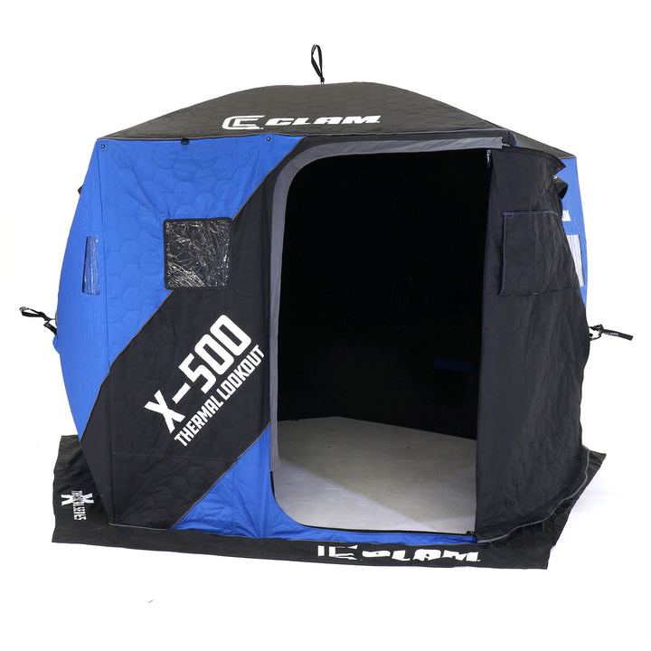 CLAM X-500 Portable 9 Ft 5 Person Lookout Ice Fishing Thermal Hub Shelter Tent