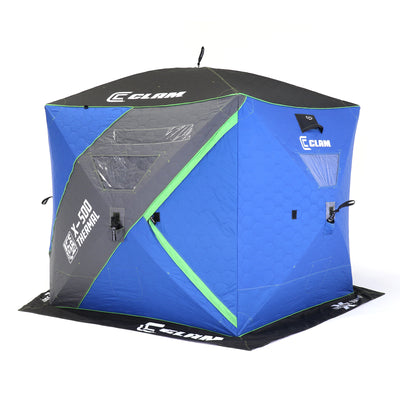 CLAM X-500 Portable 9 Ft 5 Person Ice Team Thermal Hub Shelter w/Dimmable Light