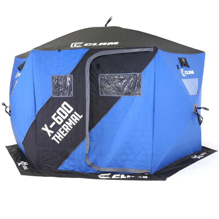 CLAM X-600 Portable 11.5 Ft 6 Person Pop Up Ice Fishing Thermal Hub Shelter Tent - VMInnovations
