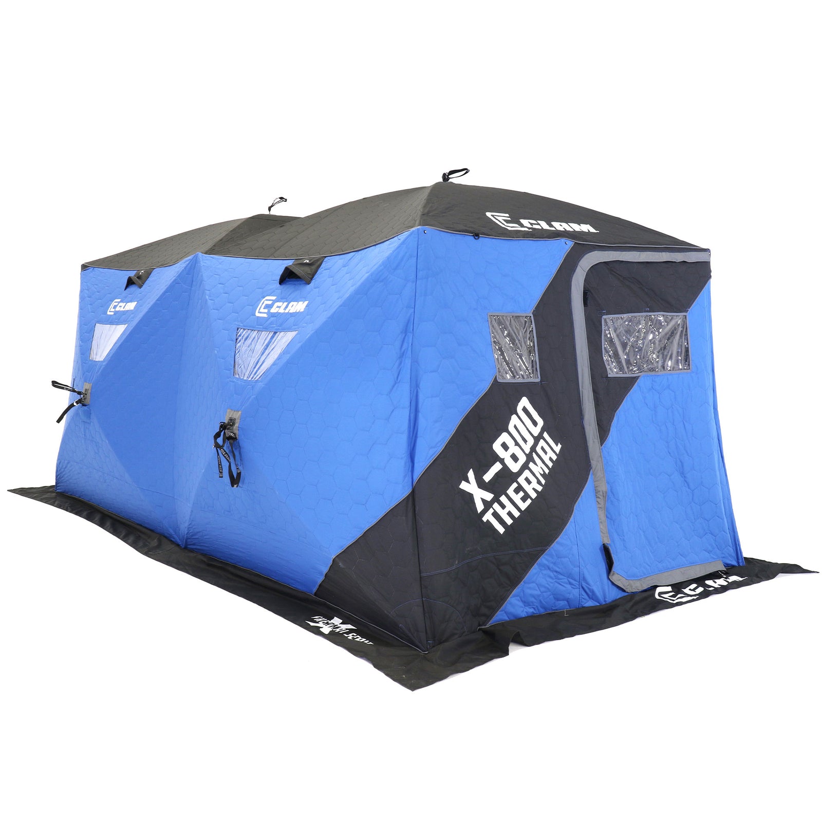 CLAM X-800 Portable 15'x8' 7 Person Pop Up Ice Fishing Thermal Hub Shelter Tent - VMInnovations