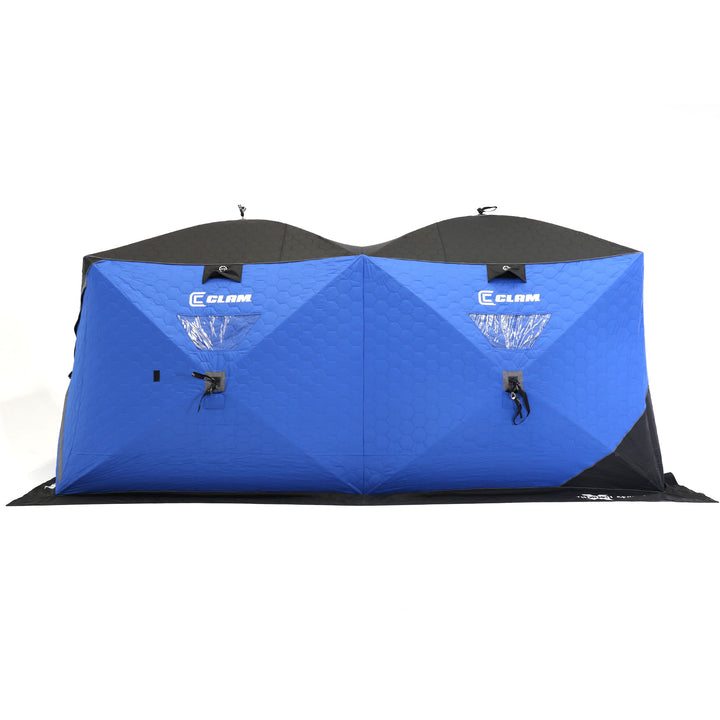 CLAM X-800 Portable 15'x8' 7 Person Pop Up Ice Fishing Thermal Hub Shelter Tent