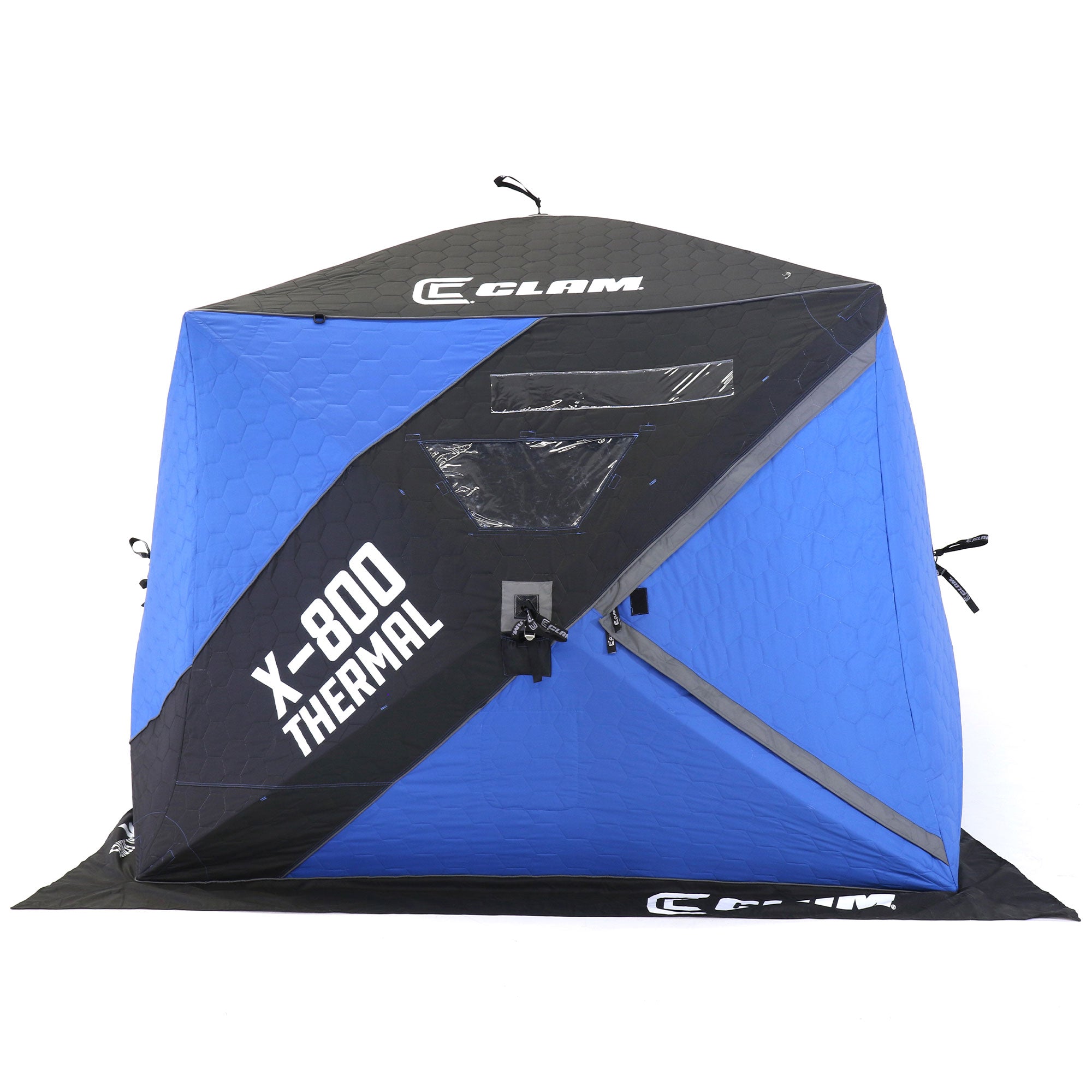 CLAM X-800 Portable 15'x8' 7 Person Pop Up Ice Fishing Thermal Hub Shelter Tent - VMInnovations