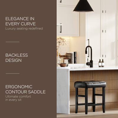 Maven Lane Harper Counter Stool, Rustic Black Wood Finish, Set of 2 (Used)