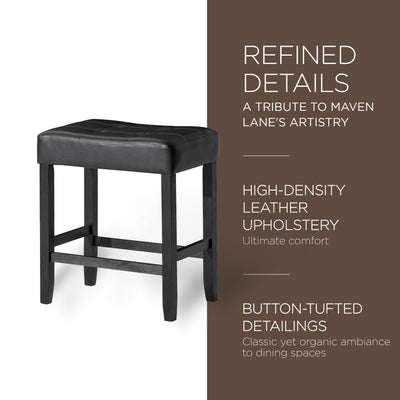 Carte:Home Harper Counter Stool, Rustic Black Wood Finish, Set of 2 (Used)