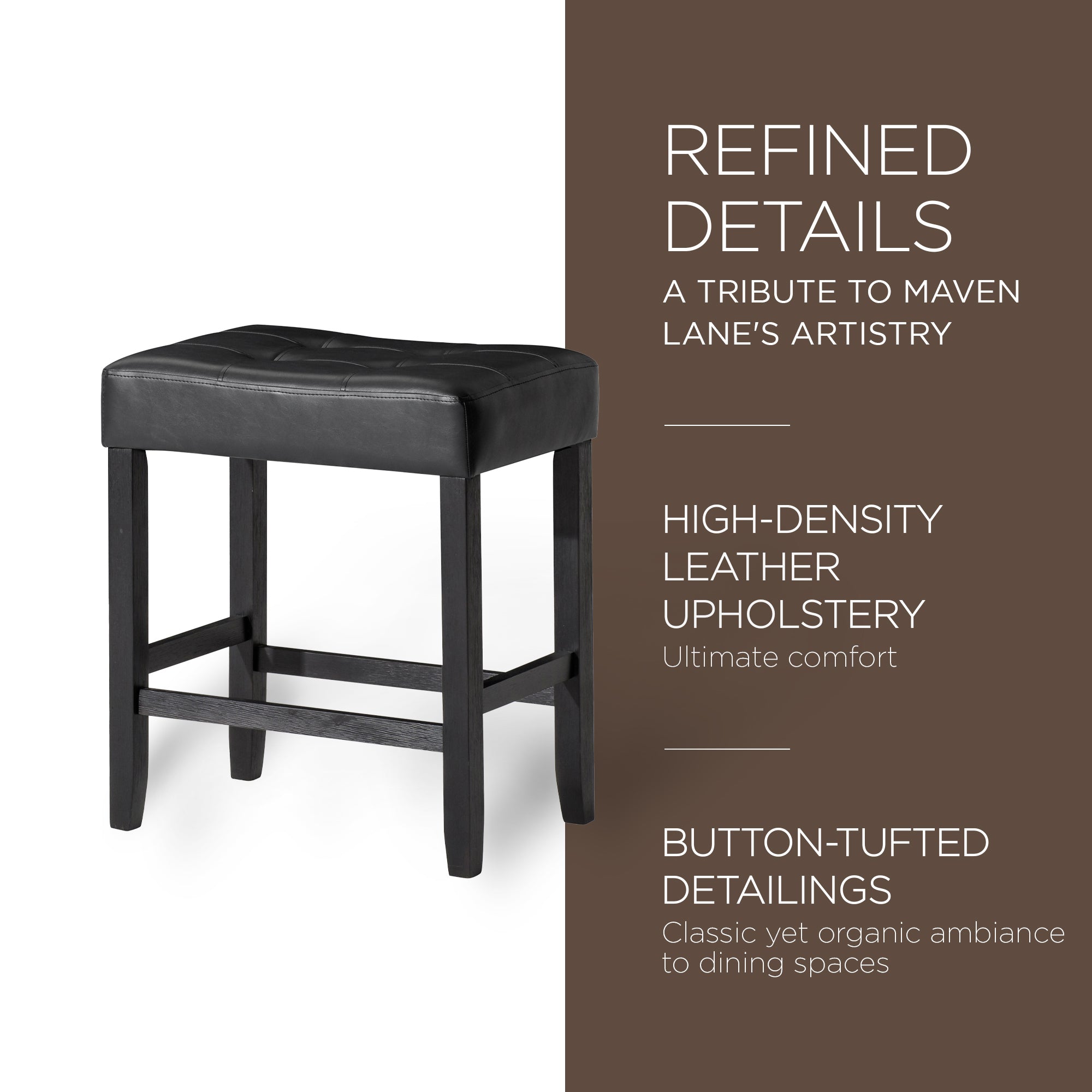 Maven Lane Harper Counter Stool, Rustic Black Wood Finish, Set of 2 (Used)
