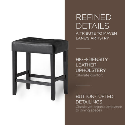 Maven Lane Harper Counter Stool, Rustic Black Wood Finish, Set of 2 (Used)