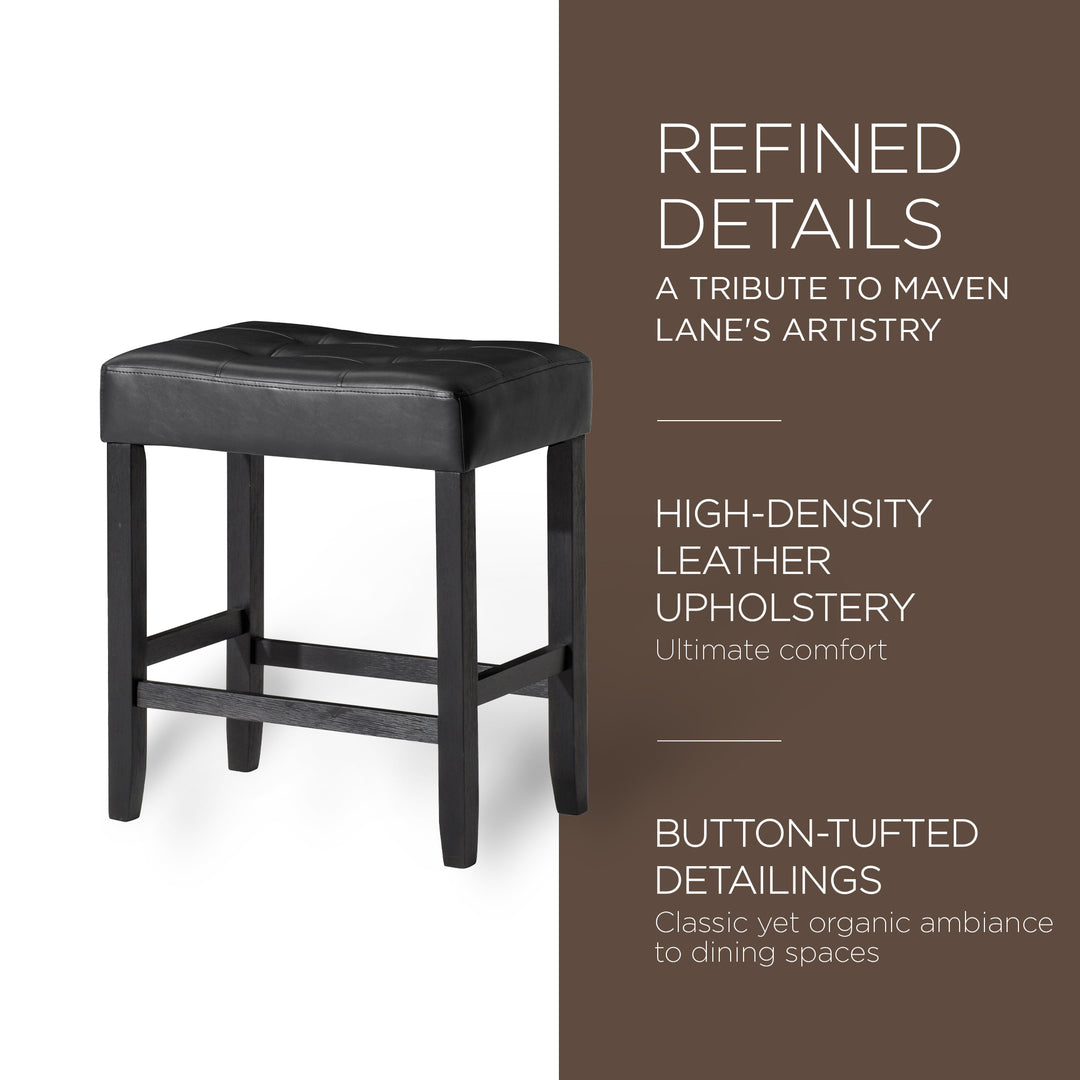 Maven Lane Harper Counter Stool, Rustic Black Wood Finish, Set of 2 (Used) - VMInnovations