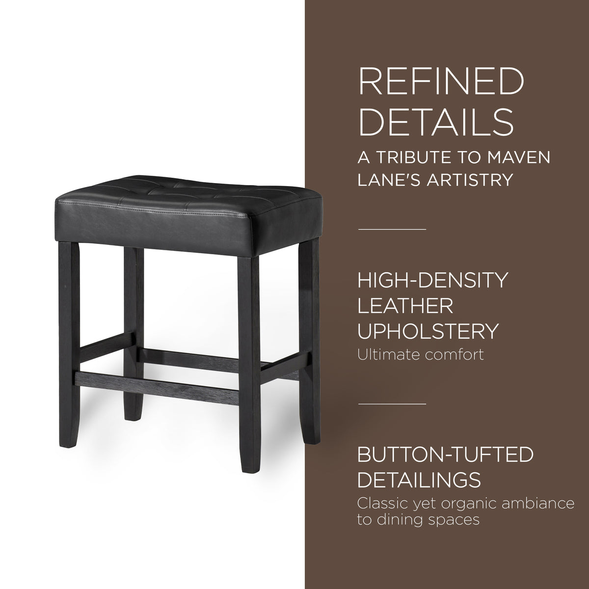 Maven Lane Harper Counter Stool, Rustic Black Wood Finish, Set of 2 (Used)