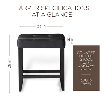 Maven Lane Harper Counter Stool, Rustic Black Wood Finish, Set of 2 (Used)