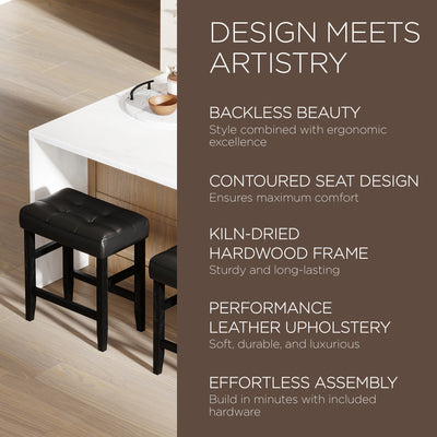 Maven Lane Harper Counter Stool, Rustic Black Wood Finish, Set of 2 (Used)