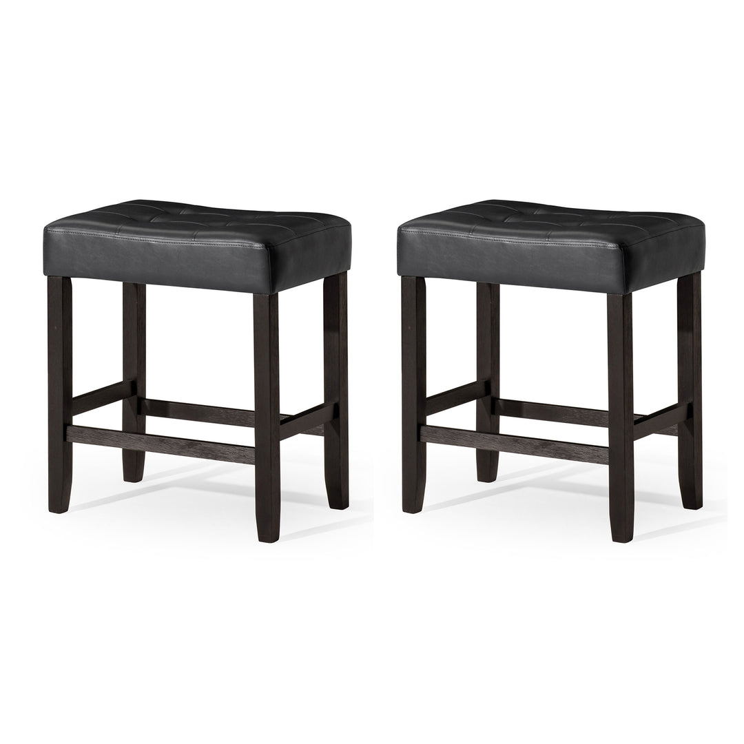 Maven Lane Harper Counter Stool, Rustic Black Wood Finish, Set of 2 (Used)