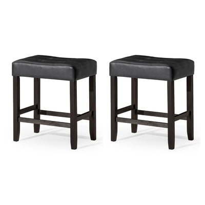 Maven Lane Harper Counter Stool, Rustic Black Wood Finish, Set of 2 (Used) - VMInnovations