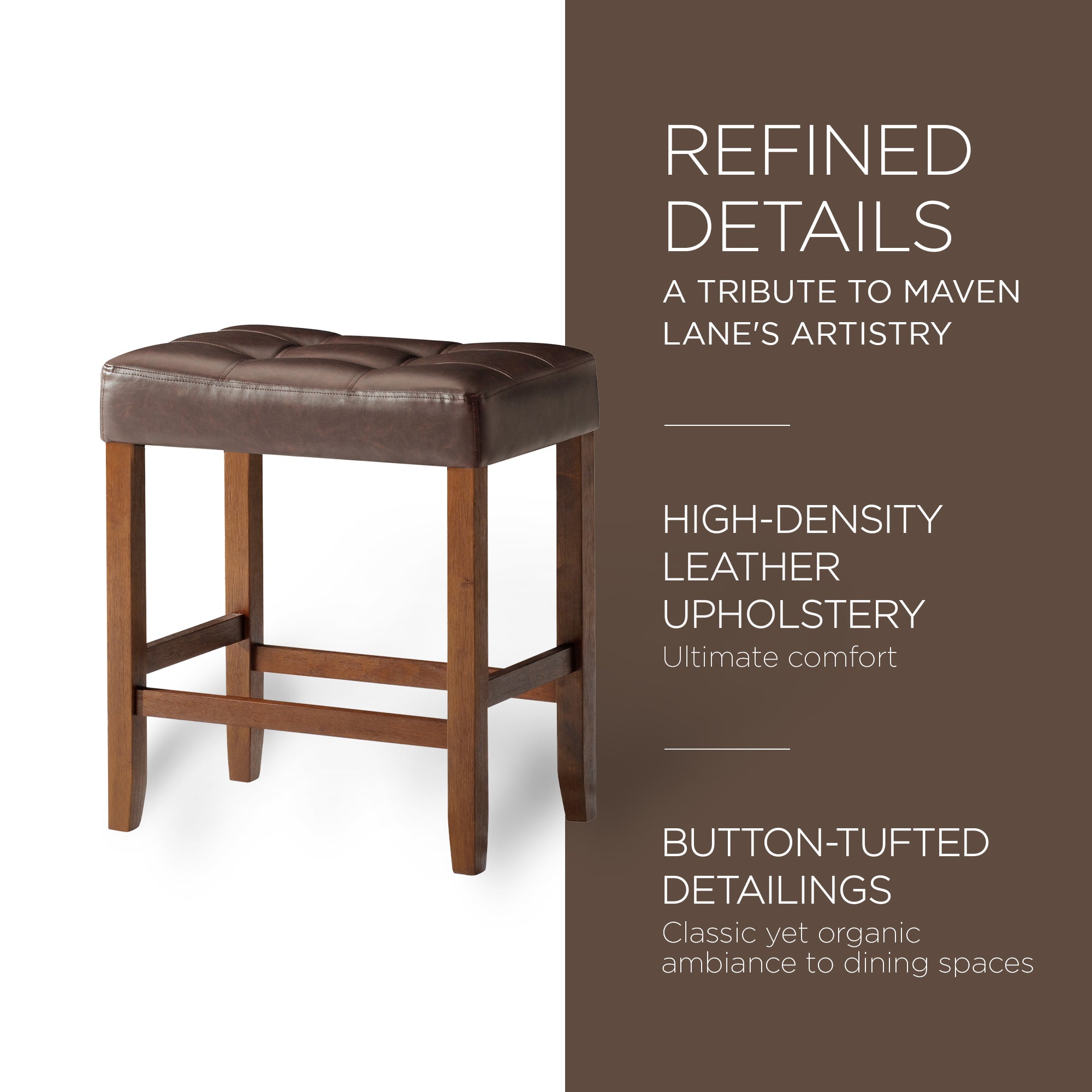 Maven Lane Harper Counter Stool in True Walnut Wood Finish, Set of 2 (Open Box) - VMInnovations