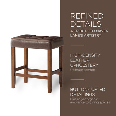 Carte: Home Harper Counter Stool in True Walnut Wood Finish, Set of 2 (Open Box)