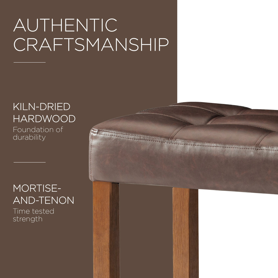 Maven Lane Harper Counter Stool in True Walnut Wood Finish, Set of 2 (Open Box) - VMInnovations