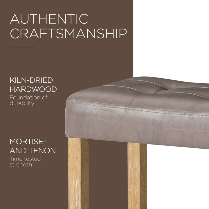 Carte: Home Harper Stool in Weathered Oak Wood Finish w/Vegan Leather, 2pc(Used)