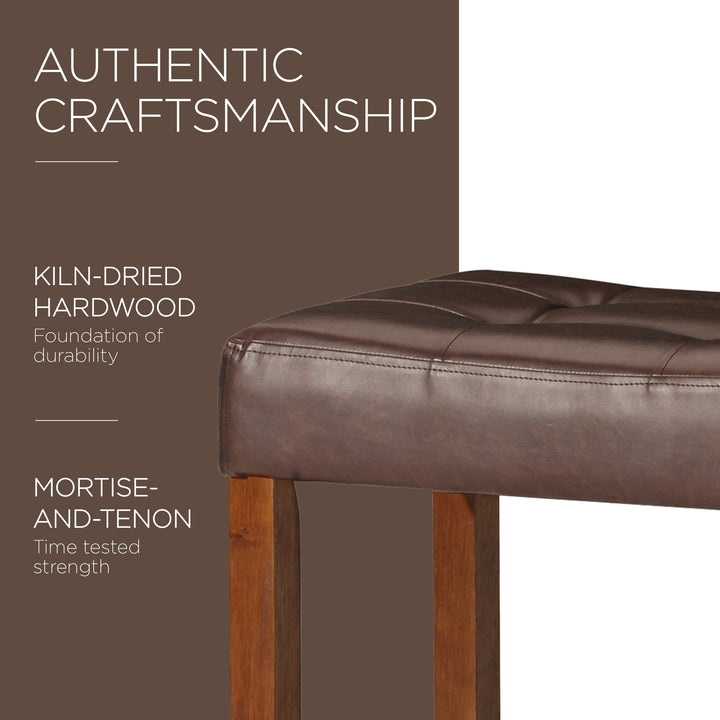 Carte: Home Harper Bar Stool, True Walnut Wood w/Vegan Leather, 2pc (Open Box) - VMInnovations