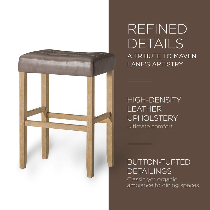 Maven Lane Harper Bar Stool Weathered Oak Wood w/Vegan Leather, 2pc (For Parts)