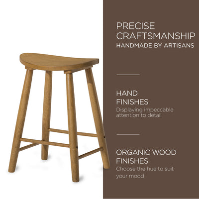 Maven Lane Luna Counter Stool in Rustic Natural Wood Finish (Used)