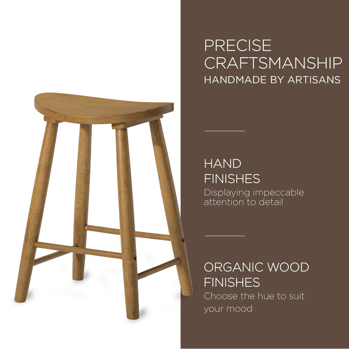 Maven Lane Luna Counter Stool in Rustic Natural Wood Finish, Set of 4 (Open Box)