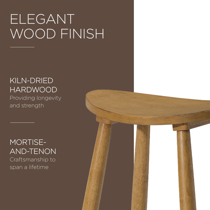 Maven Lane Luna Counter Stool in Rustic Natural Wood Finish, Set of 4 (Open Box)