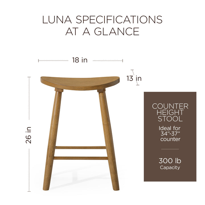 Maven Lane Luna Counter Stool in Rustic Natural Wood Finish, Set of 4 (Open Box)