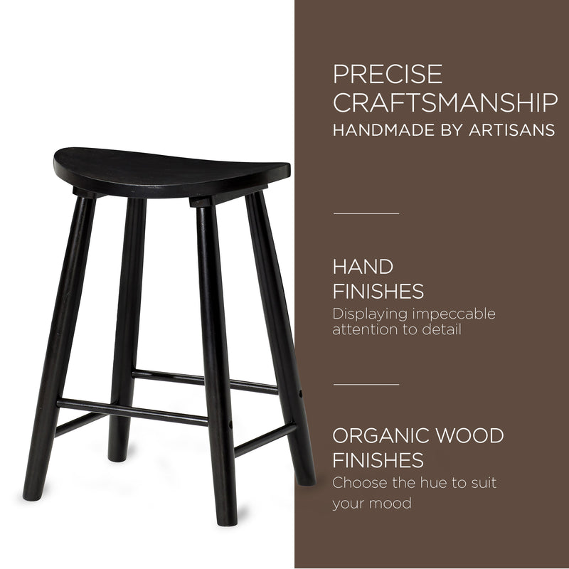 Maven Lane Luna Counter Stool in Rustic Black Wood Finish (Used)