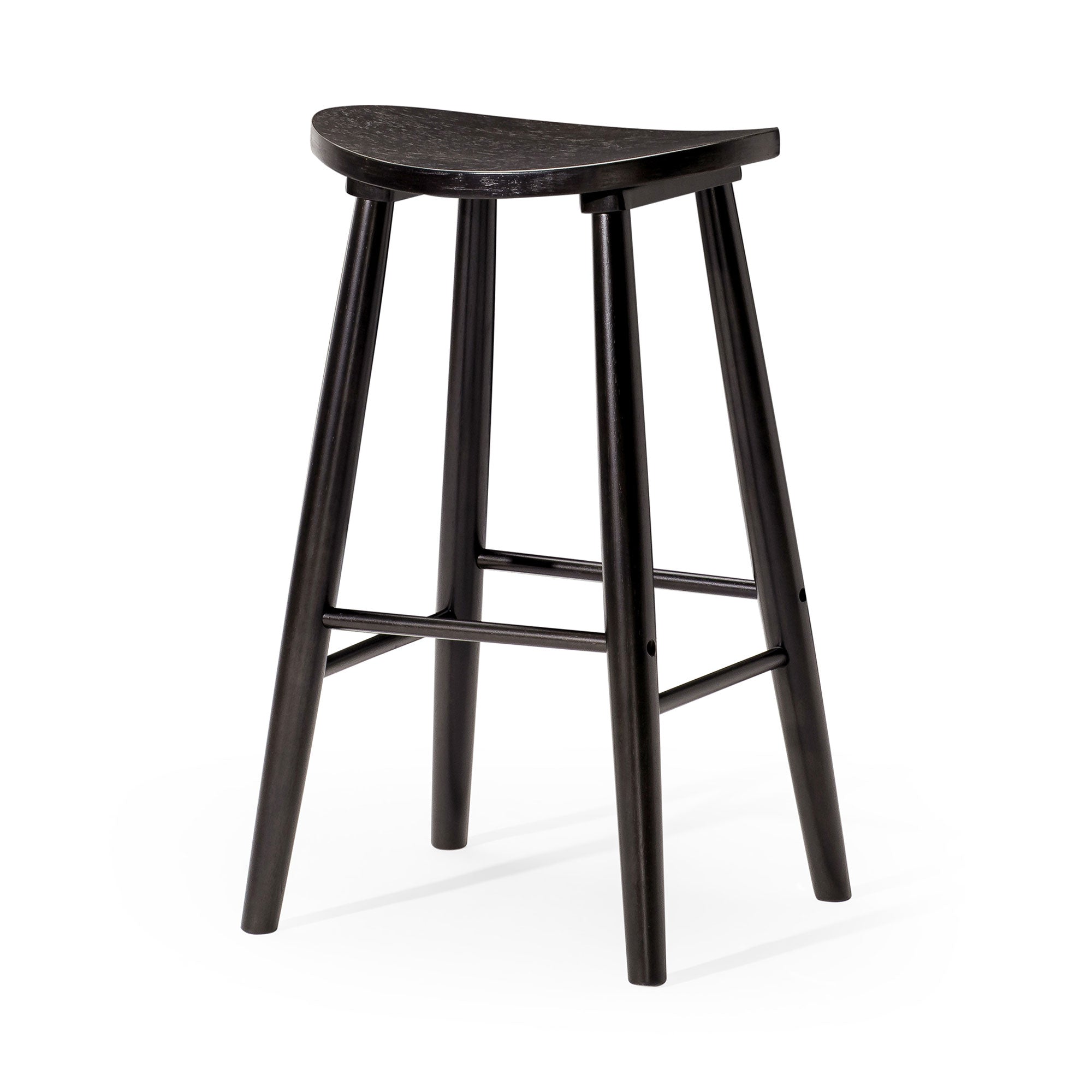 Maven Lane Luna Counter Stool in Rustic Black Wood Finish, Set of 2