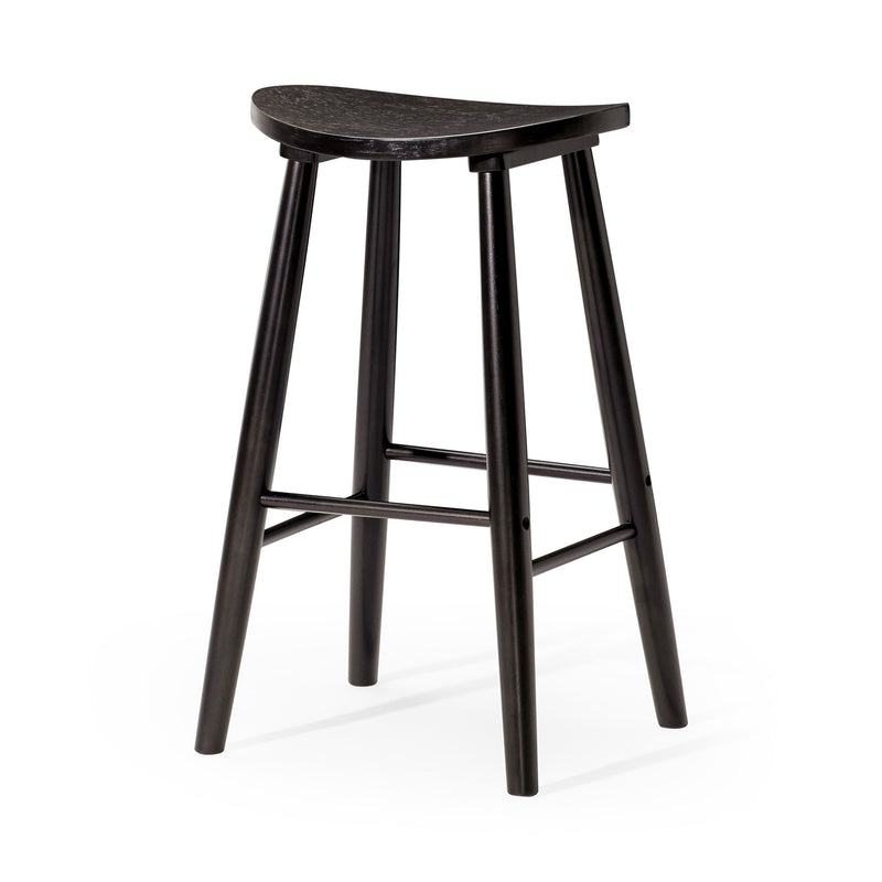 Maven Lane Luna Counter Stool in Rustic Black Wood Finish (Open Box)