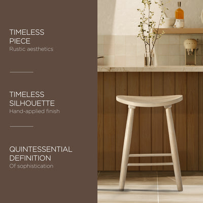 Maven Lane Luna Counter Stool in Light Oak Wood Finish (Used)