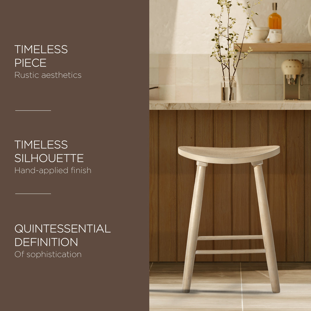Maven Lane Luna Counter Stool in Light Oak Wood Finish, Set of 4 (Open Box)
